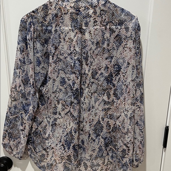 Veronica M Blue and Black Abstract Blouse - Picture 7 of 7